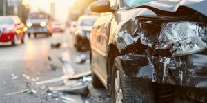 e-constat en ligne voiture accident — conducteur remplissant un constat sur smartphone après un accrochage